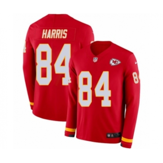 Men's Nike Kansas City Chiefs #84 Demetrius Harris Limited Red Therma Long Sleeve NFL Jersey - Ujersey