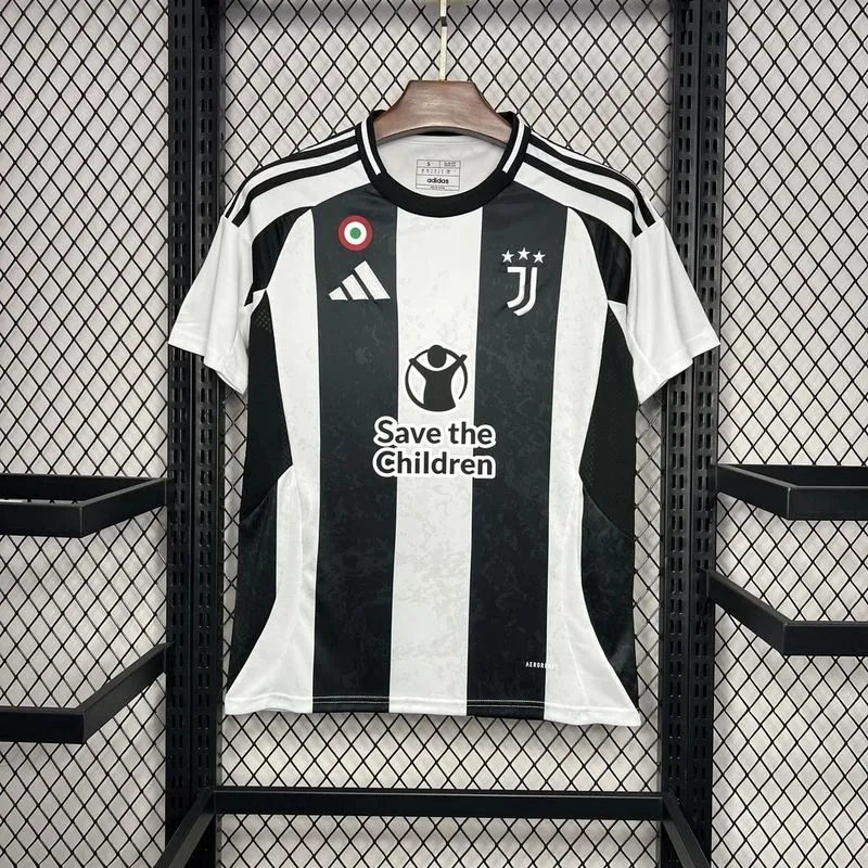 Juventus Soccer Jersey Home Custom Shirt 2024/25 - with Save the Children Sponsor - U-jersey