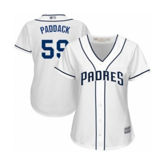 Women's San Diego Padres #59 Chris Paddack Authentic White Home Cool Base Baseball Player Jersey - Ujersey
