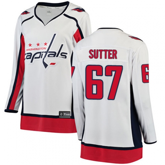 Women's Washington Capitals #67 Riley Sutter Fanatics Branded White Away Breakaway NHL Jersey - Ujersey
