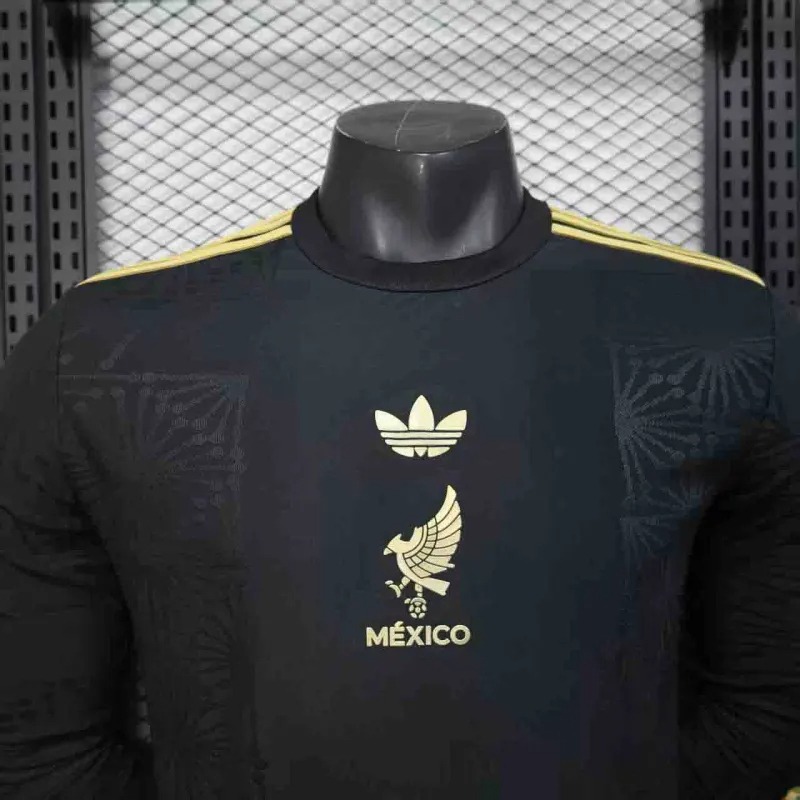 Mexico Gold Cup Black Special Long Sleeve Soccer Jersey 2025 - Ujersey NHL