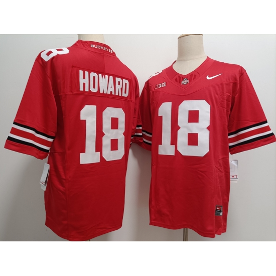 Men's Ohio State Buckeyes #18 Will Howard Red FUSE College Football Jersey - Ujersey