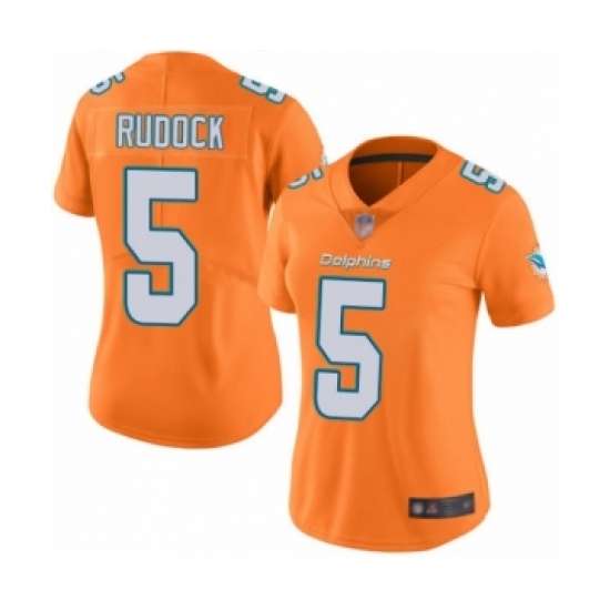 Women's Miami Dolphins #5 Jake Rudock Limited Orange Rush Vapor Untouchable Football Jersey - Ujersey