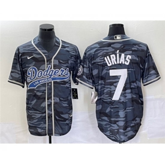 Men's Los Angeles Dodgers #7 Julio Urías Gray Camo Cool Base Stitched Baseball Jersey