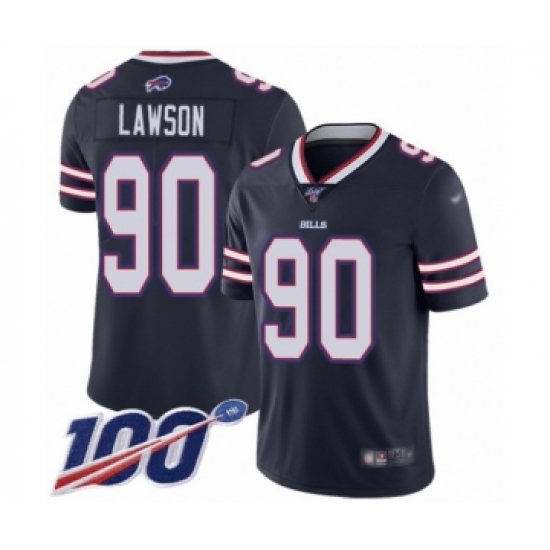 Youth Buffalo Bills #90 Shaq Lawson Limited Navy Blue Inverted Legend 100th Season Football Jersey - Ujersey