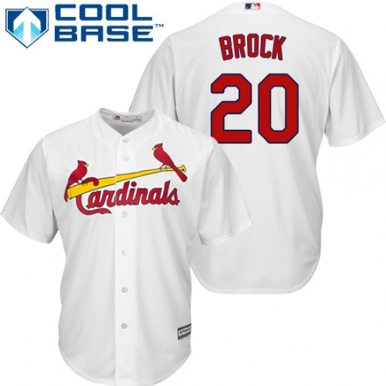 Youth Majestic St. Louis Cardinals #20 Lou Brock Replica White Home Cool Base MLB Jersey - Ujersey
