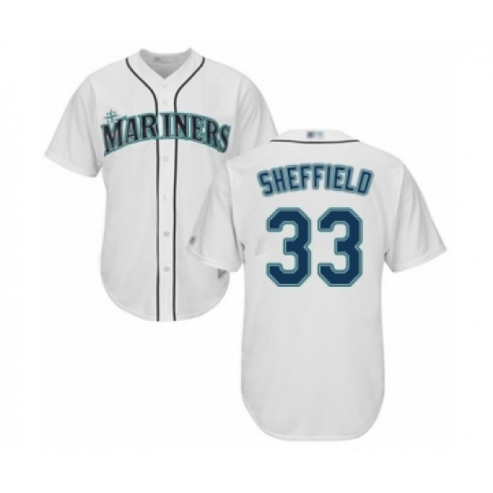 Youth Seattle Mariners #33 Justus Sheffield Authentic White Home Cool Base Baseball Player Jersey - Ujersey