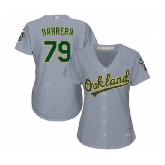 Women's Oakland Athletics #79 Luis Barrera Authentic Grey Road Cool Base Baseball Player Jersey - Ujersey
