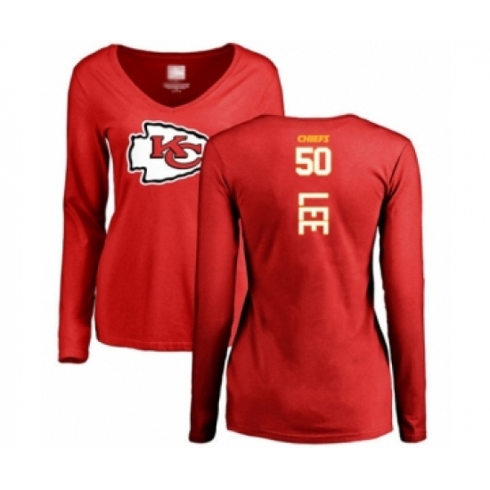 Football Women's Kansas City Chiefs #50 Darron Lee Red Backer Slim Fit Long Sleeve T-Shirt - Ujersey