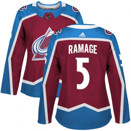 Women's Adidas Colorado Avalanche #5 Rob Ramage Premier Burgundy Red Home NHL Jersey - Ujersey