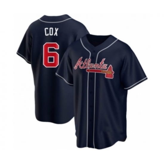 Men's Bobby Cox #6 Atlanta Braves Navy Replica Alternate Jersey - Ujersey