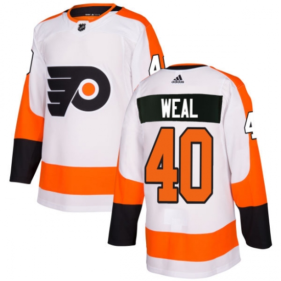 Men's Adidas Philadelphia Flyers #40 Jordan Weal Authentic White Away NHL Jersey - Ujersey