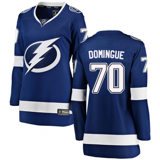 Women's Tampa Bay Lightning #70 Louis Domingue Fanatics Branded Royal Blue Home Breakaway NHL Jersey - Ujersey