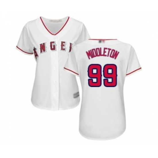 Women's Los Angeles Angels of Anaheim #99 Keynan Middleton Authentic White Home Cool Base Baseball Player Jersey - Ujersey