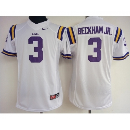 LSU Tigers 3 Odell Beckham Jr White College Football Jersey - Ujersey