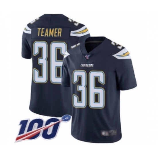 Youth Los Angeles Chargers #36 Roderic Teamer Navy Blue Team Color Vapor Untouchable Limited Player 100th Season Football Jersey - Ujersey
