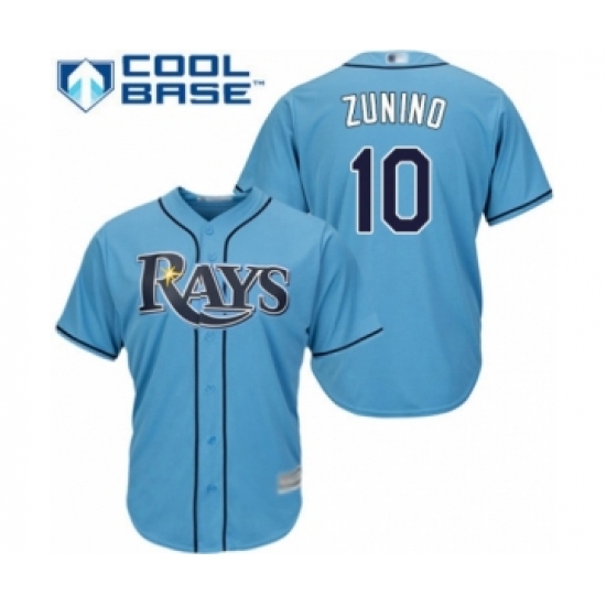 Youth Tampa Bay Rays #10 Mike Zunino Authentic Light Blue Alternate 2 Cool Base Baseball Player Jersey - Ujersey