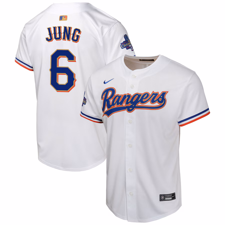 Youth Texas Rangers Josh Jung Nike White 2024 Gold Collection Limited Player Jersey - Ujersey NHL