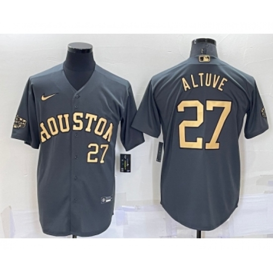 Men's Houston Astros #27 Jose Altuve Number Grey 2022 All Star Stitched Cool Base Nike Jersey - Ujersey