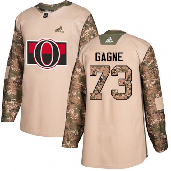 Men's Adidas Ottawa Senators #73 Gabriel Gagne Authentic Camo Veterans Day Practice NHL Jersey - Ujersey