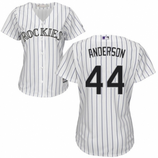Women's Majestic Colorado Rockies #44 Tyler Anderson Replica White Home Cool Base MLB Jersey - Ujersey