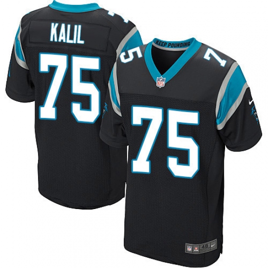 Men's Nike Carolina Panthers #75 Matt Kalil Elite Black Team Color NFL Jersey - Ujersey