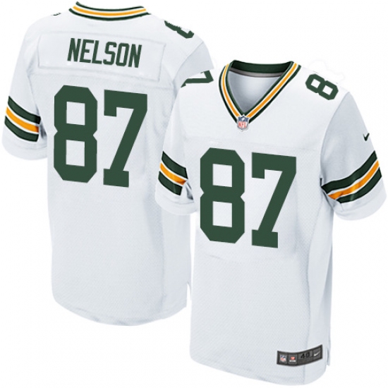 Men's Nike Green Bay Packers #87 Jordy Nelson Elite White NFL Jersey - Ujersey