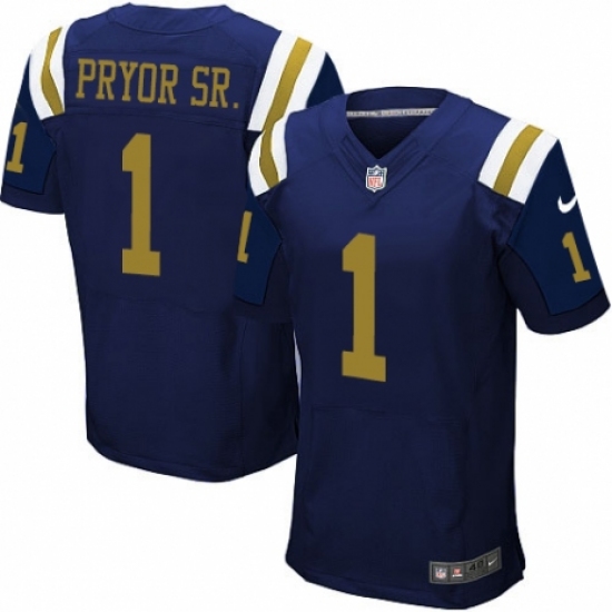 Men's Nike New York Jets #1 Terrelle Pryor Sr. Elite Navy Blue Alternate NFL Jersey - Ujersey