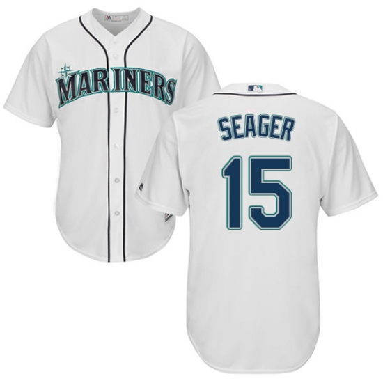 Youth Majestic Seattle Mariners #15 Kyle Seager Authentic White Home Cool Base MLB Jersey - Ujersey