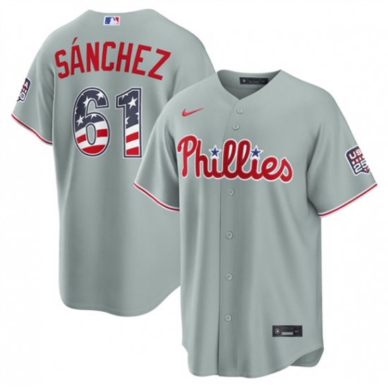 Men's Philadelphia Phillies #61 Jhoan Durán Gray USA 250 Fourth of July Home Stitched Baseball Jersey - Ujersey