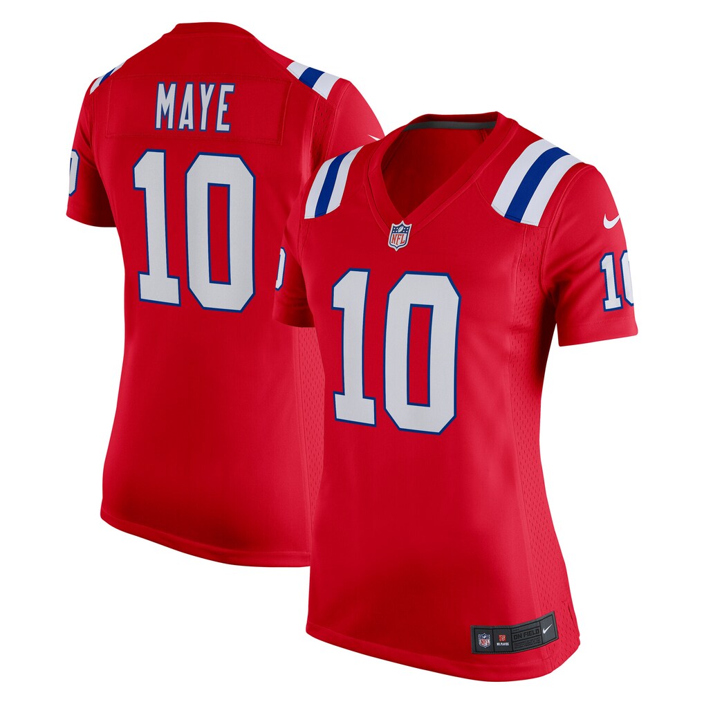 Women's New England Patriots Drake Maye Nike Red Alternate Game Jersey