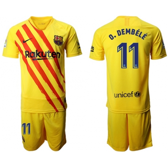 Barcelona #11 O.Dembele Yellow Soccer Club Jersey