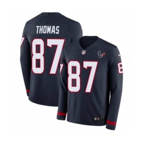 Men's Nike Houston Texans #87 Demaryius Thomas Limited Navy Blue Therma Long Sleeve NFL Jersey - Ujersey