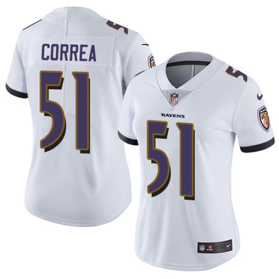 Women's Nike Baltimore Ravens #51 Kamalei Correa White Vapor Untouchable Limited Player NFL Jersey - Ujersey