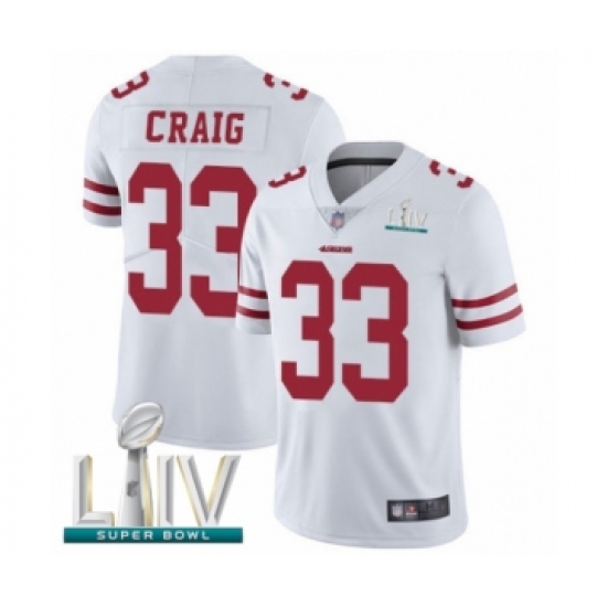 Youth San Francisco 49ers #33 Roger Craig White Vapor Untouchable Limited Player Super Bowl LIV Bound Football Jersey - Ujersey
