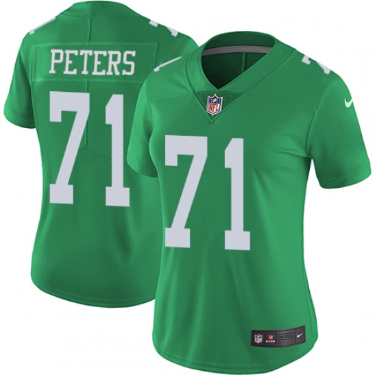 Women's Nike Philadelphia Eagles #71 Jason Peters Limited Green Rush Vapor Untouchable NFL Jersey - Ujersey
