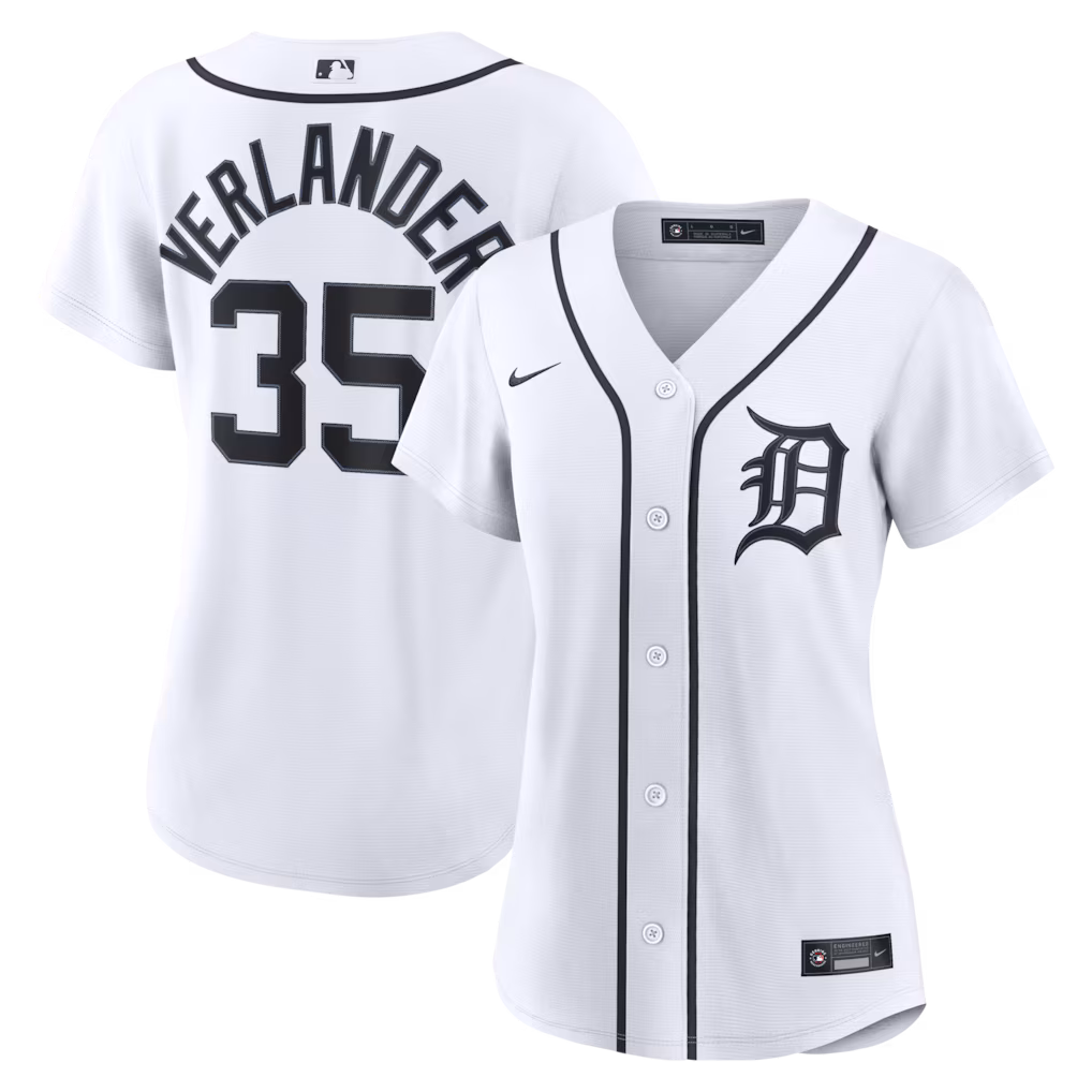 Women's Detroit Tigers Justin Verlander Nike White Home Replica Jersey - ujerseystore