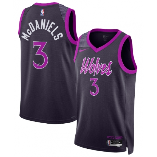 Men's Minnesota Timberwolves #3 Jaden McDaniels Purple 2025-26 City Edition Stitched Basketball Jersey - Ujersey