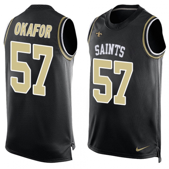 Men's Nike New Orleans Saints #91 Alex Okafor Limited Black Player Name & Number Tank Top NFL Jersey - Ujersey
