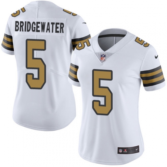 Women's Nike New Orleans Saints #5 Teddy Bridgewater Limited White Rush Vapor Untouchable NFL Jersey - Ujersey