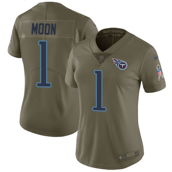 Women's Nike Tennessee Titans #1 Warren Moon Limited Olive 2017 Salute to Service NFL Jersey - Ujersey