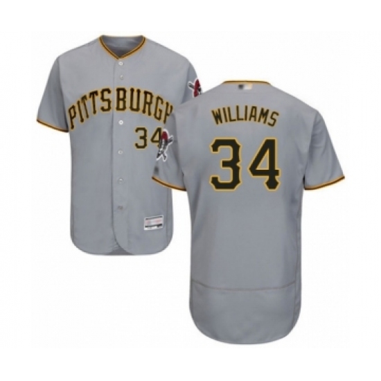 Men's Pittsburgh Pirates #34 Trevor Williams Grey Road Flex Base Authentic Collection Baseball Player Jersey - Ujersey