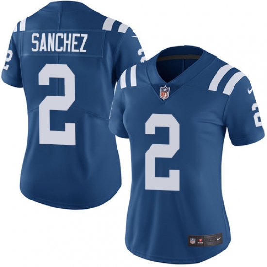Women's Nike Indianapolis Colts #2 Rigoberto Sanchez Royal Blue Team Color Vapor Untouchable Elite Player NFL Jersey - Ujersey