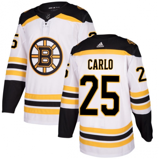 Men's Adidas Boston Bruins #25 Brandon Carlo Authentic White Away NHL Jersey - Ujersey