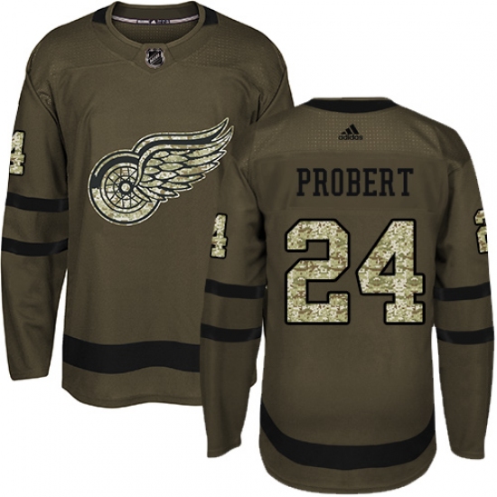 Men's Adidas Detroit Red Wings #24 Bob Probert Authentic Green Salute to Service NHL Jersey - Ujersey