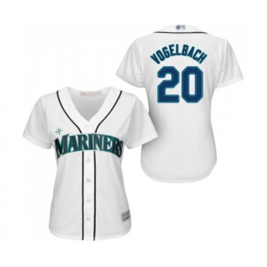 Women's Seattle Mariners #20 Dan Vogelbach Replica White Home Cool Base Baseball Jersey - Ujersey