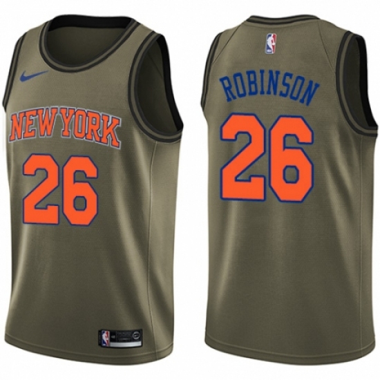 Youth Nike New York Knicks #26 Mitchell Robinson Swingman Green Salute to Service NBA Jersey - Ujersey