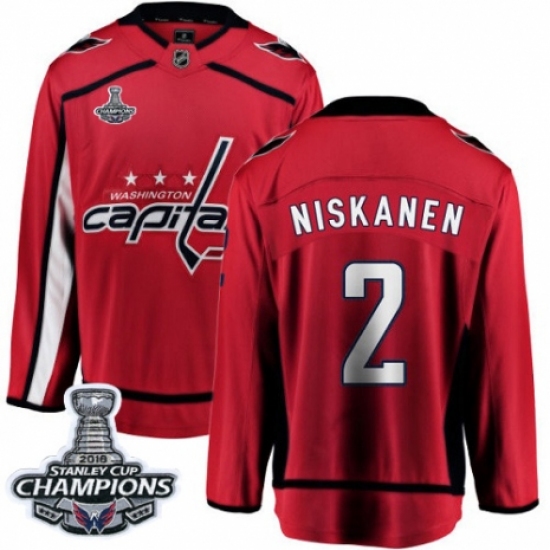 Men's Washington Capitals #2 Matt Niskanen Fanatics Branded Red Home Breakaway 2018 Stanley Cup Final Champions NHL Jersey - Ujersey