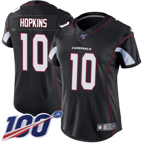 Women's Nike Arizona Cardinals #10 DeAndre Hopkins Black Alternate Stitched NFL 100th Season Vapor Untouchable Limited Jersey - Ujersey