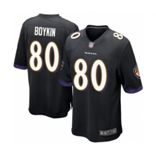 Men's Baltimore Ravens #80 Miles Boykin Game Black Alternate Football Jersey - Ujersey